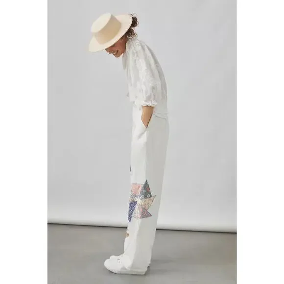 New Anthropologie x Forever That Girl Quilted Patchwork Trousers Size XL - Picture 5 of 11